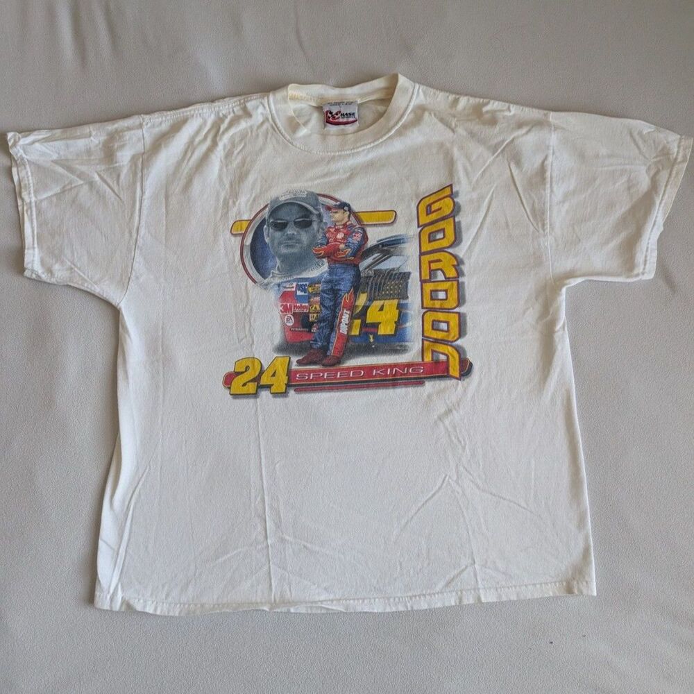 VTG Jeff Gordon Chase Shirt Mens L White #24 Nascar Racing Double side Y2K 90s